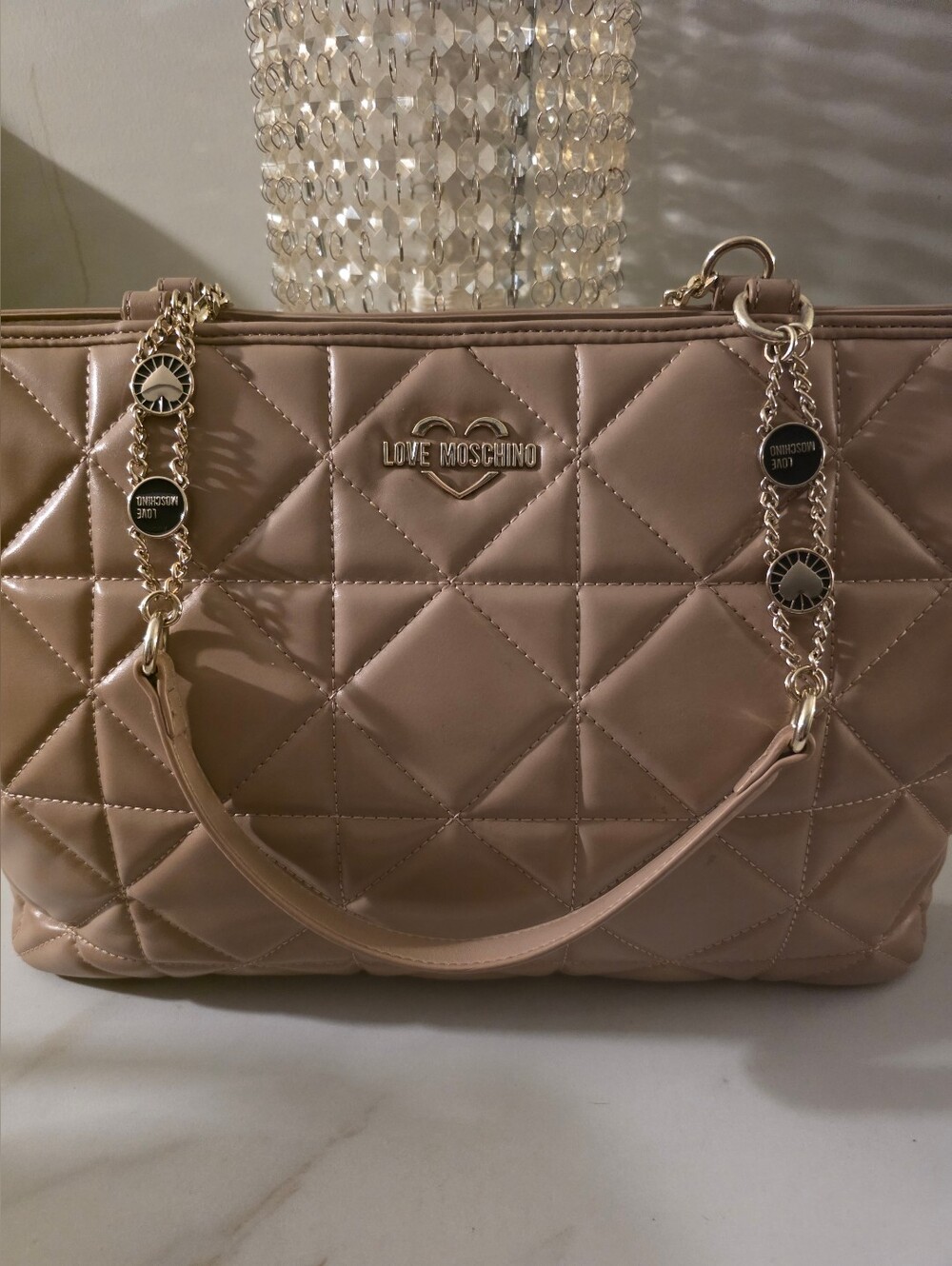 Love Moschino Quilted Tote in Nude Taupe with Gold Hardware (NEVER USED)